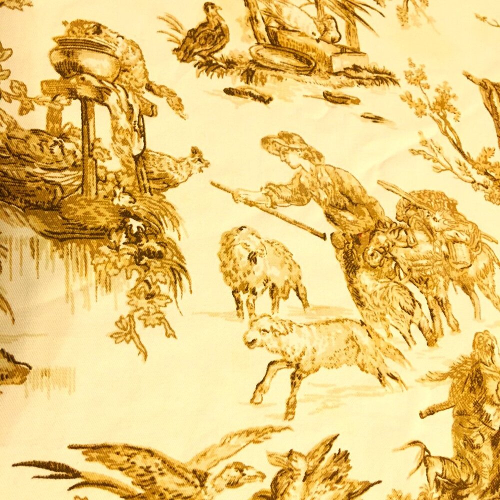 Williams Sonoma 68" X 128" French Countryside Cotton Toile Brown/Tan Tablecloth